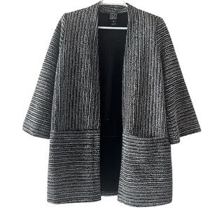 Clara Sun Woo Black & White Tweed Open Front Cardigan Size XS